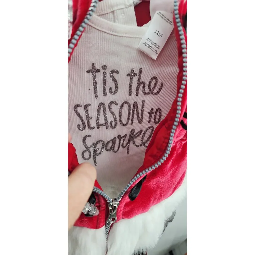New NWT Little Lass Girls Holiday Set Vest 3- Piece Size 12 Months - Picture 3 of 6